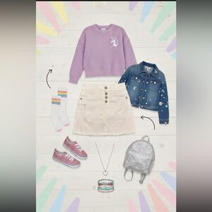 Justice White Distressed Denim Skirt with shorts